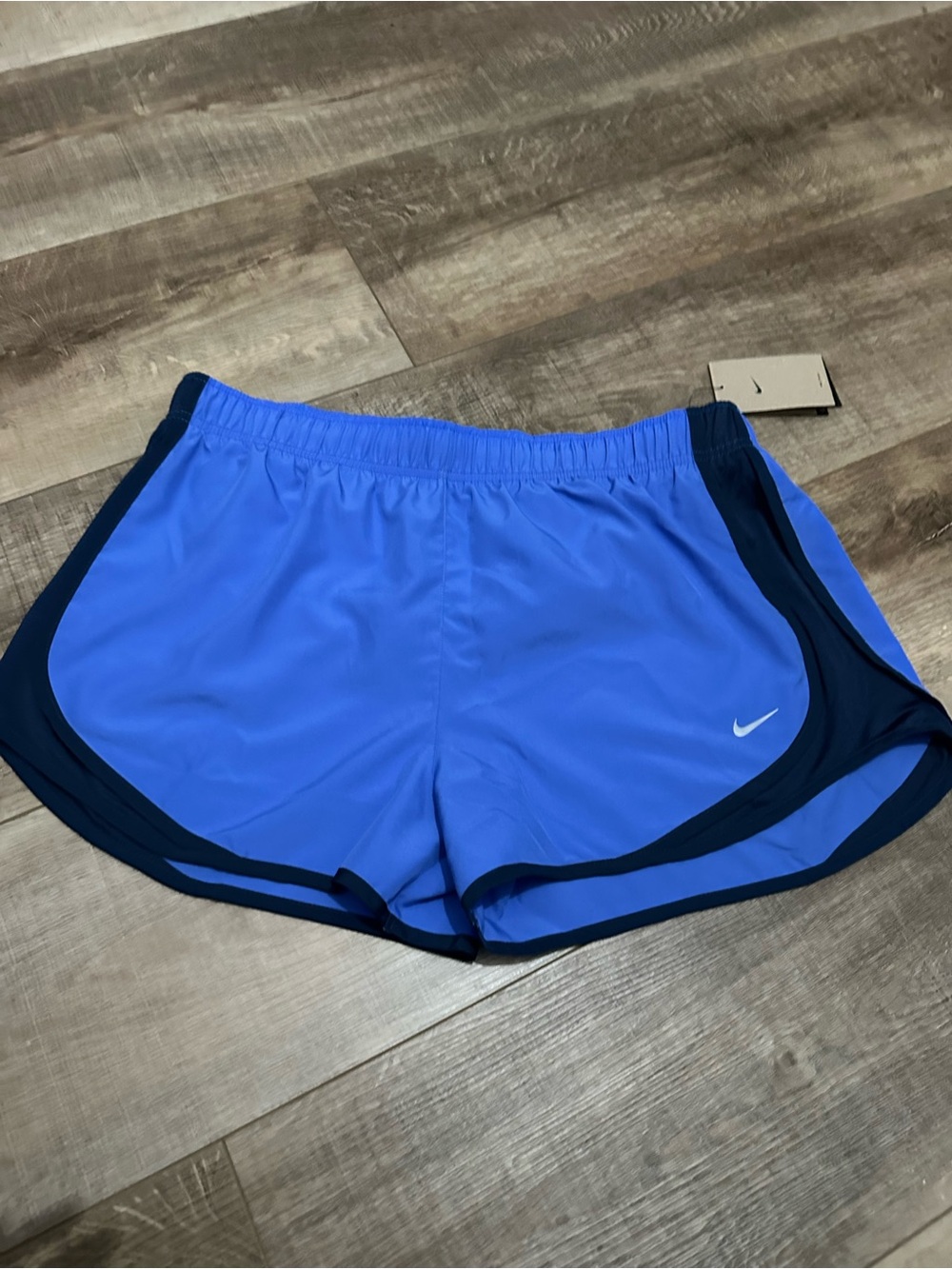 Nike Women's Bright Blue Athletic Shorts with Navy Trim
